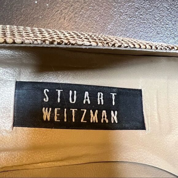 STUART WEITZMAN Block Tan & Brown Patterned Pump Size 6 - Picture 9 of 12